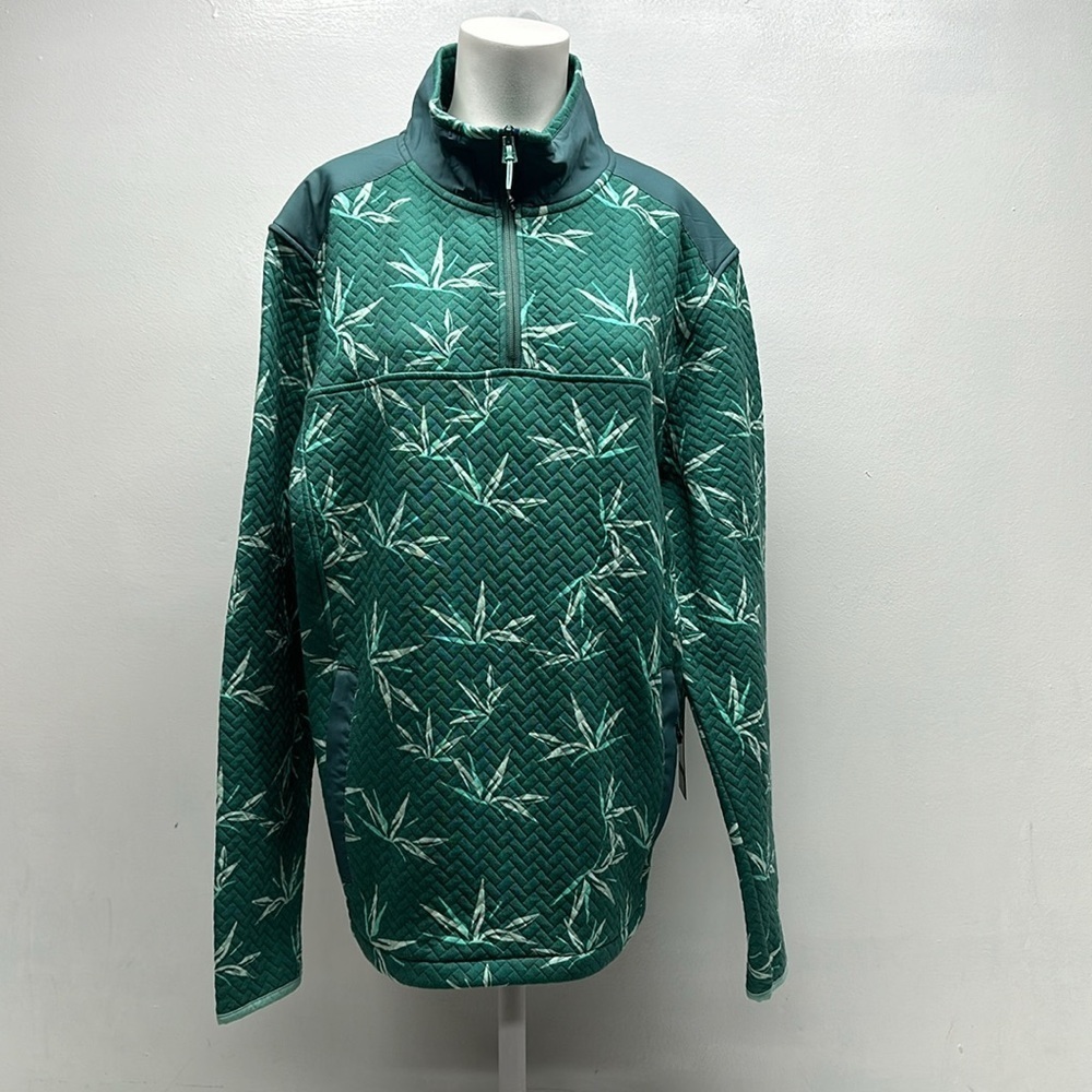 Chubbies Quilted Jersey Quarter Zip Pullover The Go Getter Green New Size Medium
